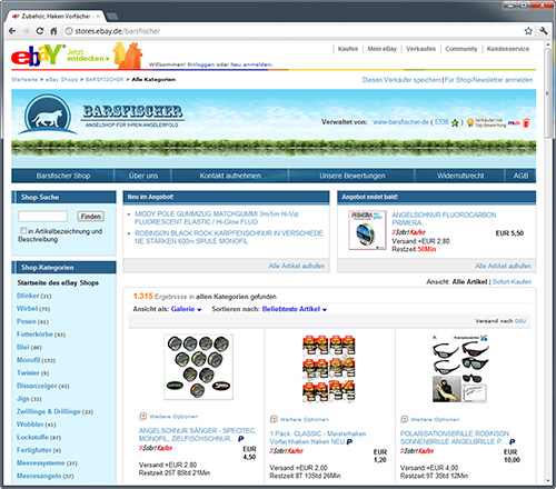 Дизайн eBay-магазина Barsfischer