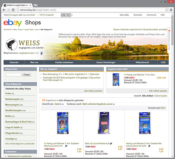 Дизайн eBay-магазина «Angelladen Weiß»